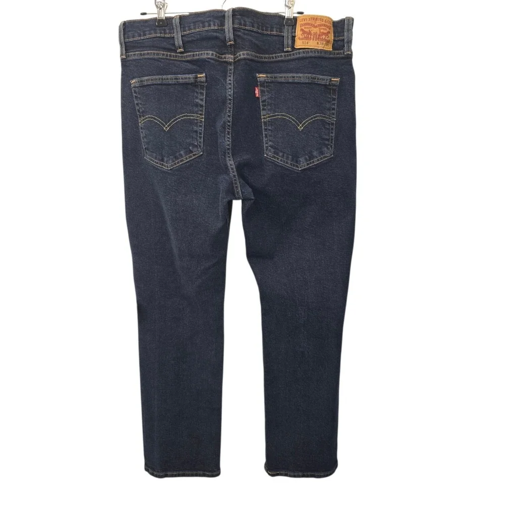 Men's Blue Jeans 38x30 Levi's 514 Regular Fit Straight Leg Blue Levi's Flex - Picture 3 of 8